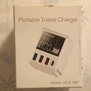 Portable Travel Charger with USB Hub - White